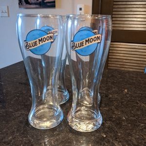 Set of 4 Blue Moon 16 oz Pint Glasses